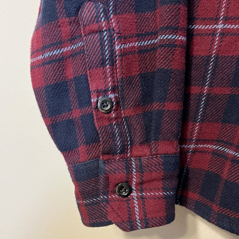 Orvis Mens Flannel Plaid Button Down Shirt, Long Sleeve, Red Navy - Picture 5 of 10